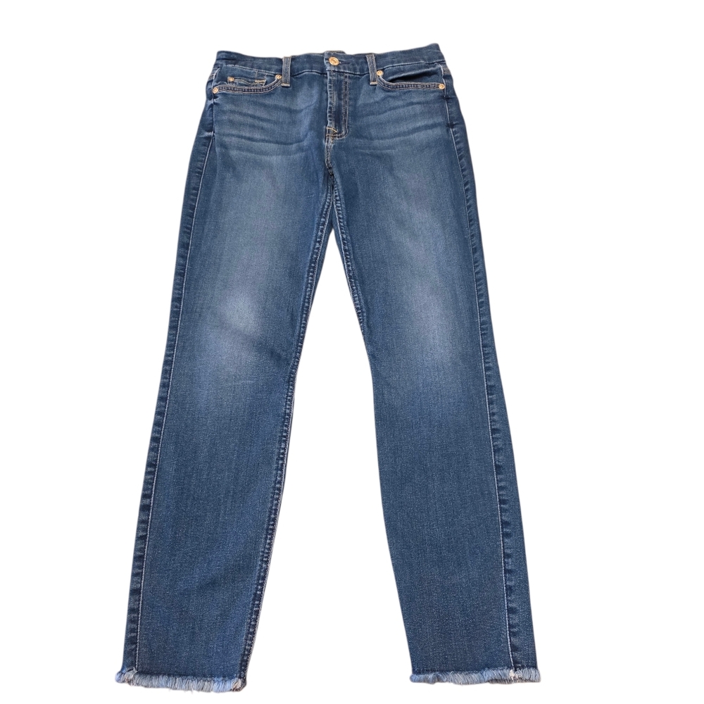 7 For All Mankind Gwenevere Ankle Fringed Hem Skinny Jeans Size 28